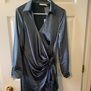 Silk cross tie dress